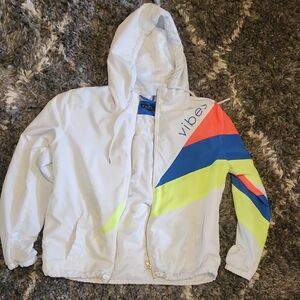 Rue21 Vibes White Windbreaker with Colorful Accents